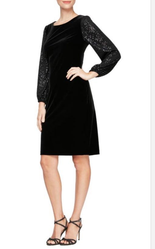 Alex Evenings Women's Velvet Sequined Sheath Dress 14