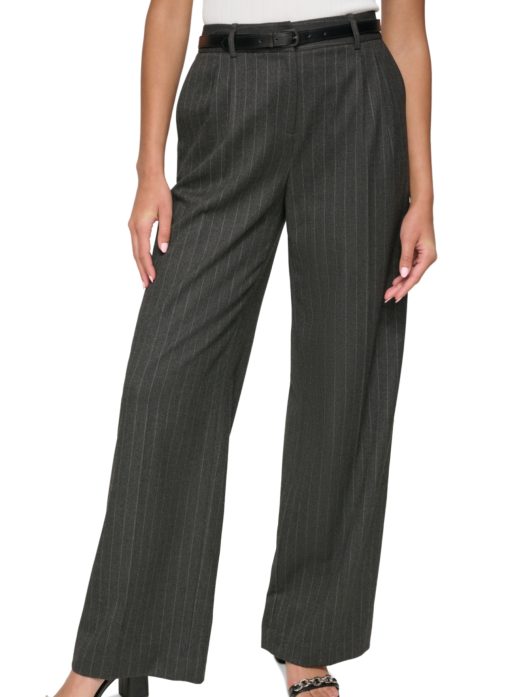 Calvin Klein Women's Striped Wide-Leg Pants - Black/charcoal 12