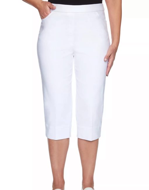 Alfred Dunner Womens Petite Allure Stretch White Capri 16P