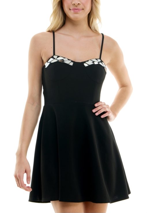 Speechless Black Embellished Mini Dress - Juniors Party Dress