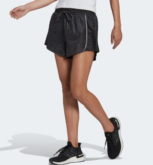 Adidas Women S Karlie Kloss Graphic Running Shorts  Black  Medium