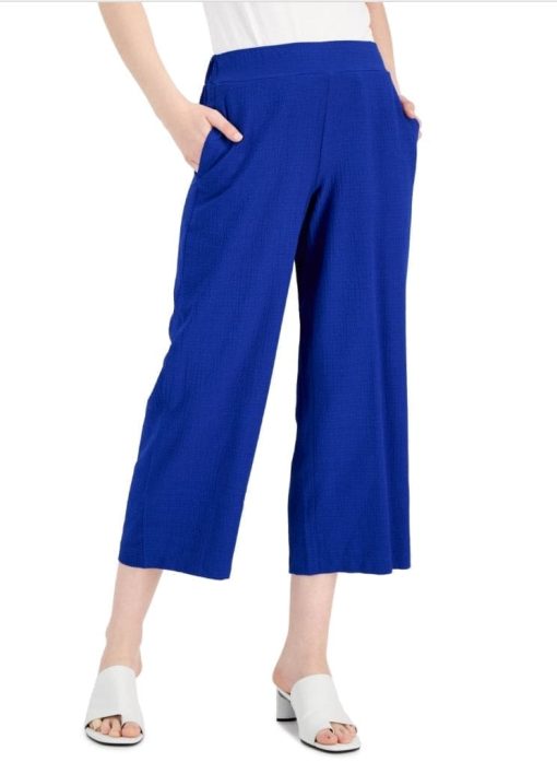 Alfani Crinkle Cropped Pants, Modern Blue 12