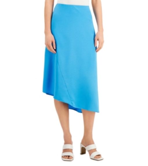 ALFANI Womens Blue Asymmetric Hem MIDI a-Line Skirt 14