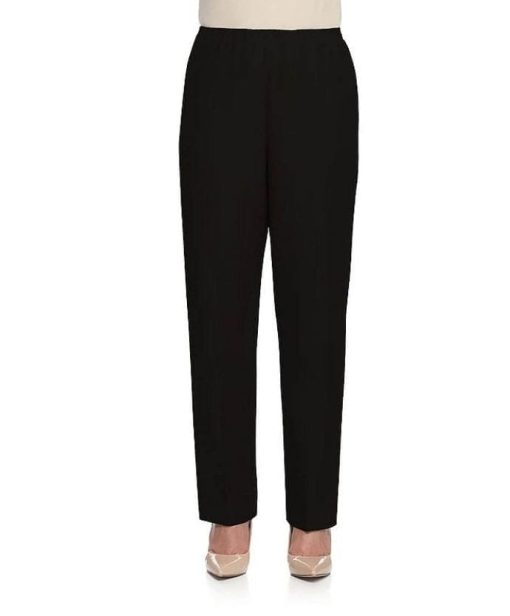 Alfred Dunner Women's Dress Pants BLACK - Black All-Around Elastic Pull-on Medium Pants (14P)