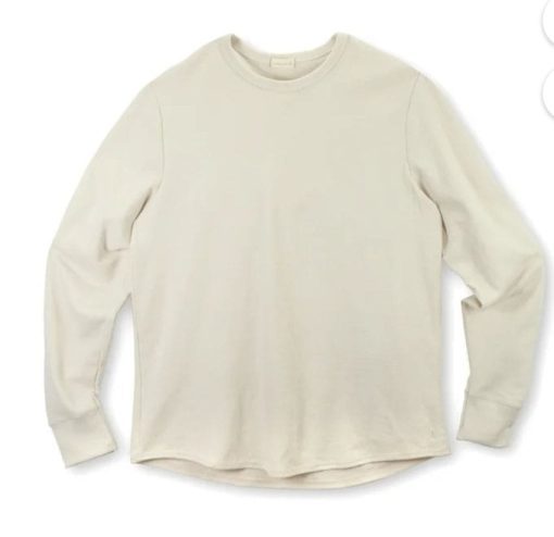 Alternative Vintage Cream Thermal Crewneck Shirt - M - Long Sleeve