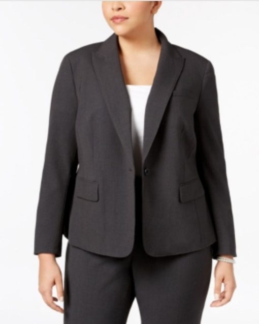 Anne Klein Womens Gray Single Button Wear to Work Jacket Size 20W