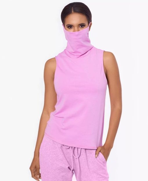 BAM BY BETSY & ADAM Pink Sleeveless Tank Top with Mask - S - Workout Top