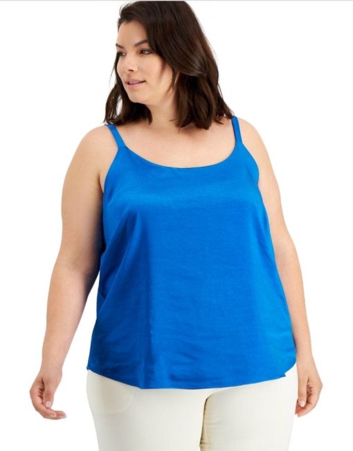 Bar Iii Plus Size Scoop-Neck Camisole Top, 3X Deep Aqua