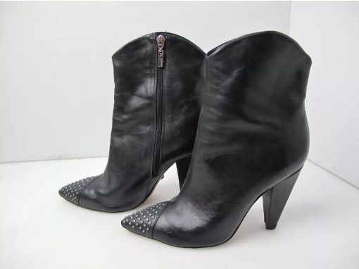 Schutz Black Leather Studded Ankle Boots - Size 11 - Women's Shoes