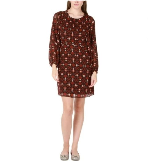 Black Tape_ Womens Geometric Print Knee Shift Dress S