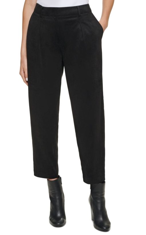 Calvin Klein Faux-Suede Cropped Pants - Black 10