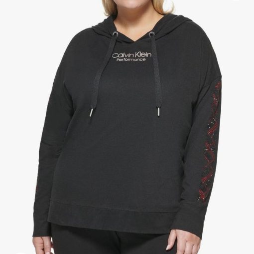 Calvin Klein Performance Womens Plus Cotton Sweatshirt Hoodie Black SIZE2x