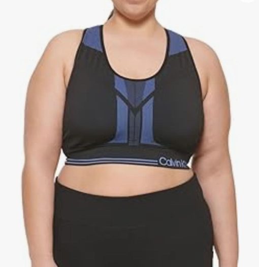 Calvin Klein Plus Black & Blue Sports Bra - Workout Activewear 3X