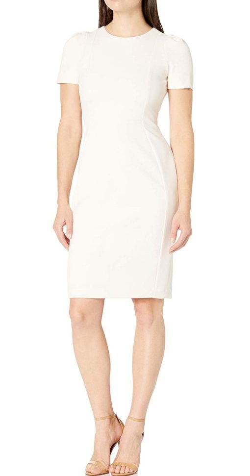 Calvin Klein Short Sleeved Seamed Sheath Womens Casual Dresses with Professional Flair6