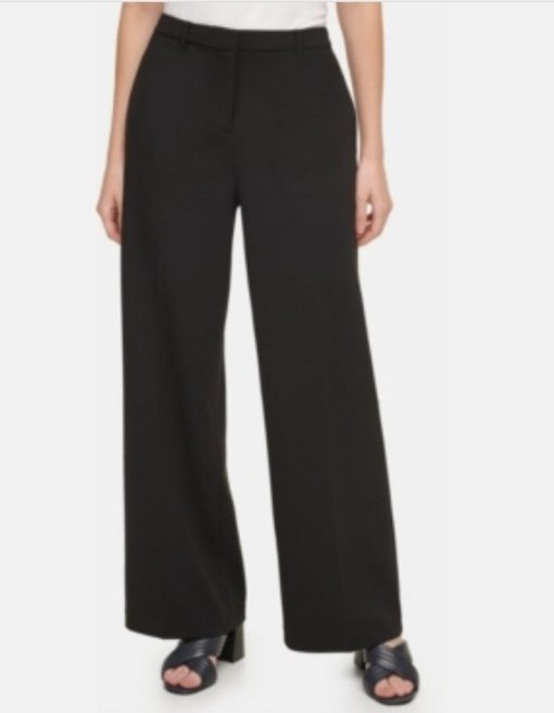 CALVIN KLEIN Womens Black Wide Leg Evening Pants Size 16