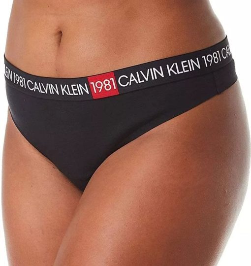 Calvin Klein Womens Plus Size Cotton Thong Panty Underwear Black Size 1X