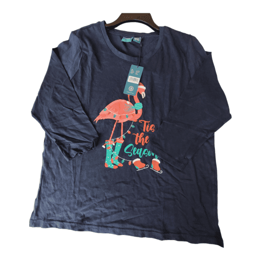 Caribbean Joe Navy Flamingo Christmas Tee Shirt XL - Holiday Shirts