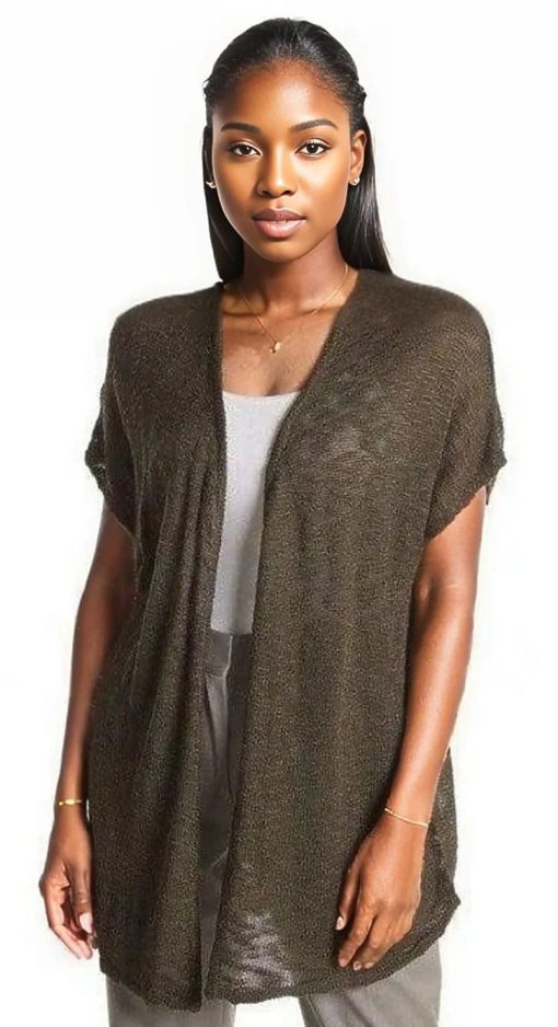 Catherine Malandrino Olive Green Short Sleeve Cardigan XS - Sweater