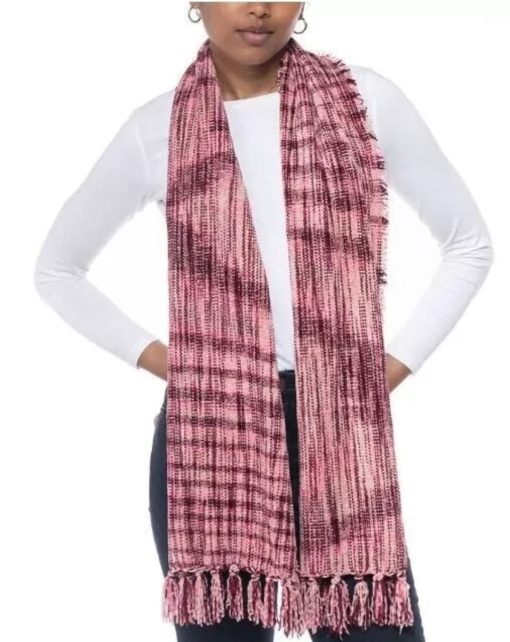 CHARTER CLUB chenille ultra soft space-dyed winter scarf wrap -WINE/BURGUNDY one size