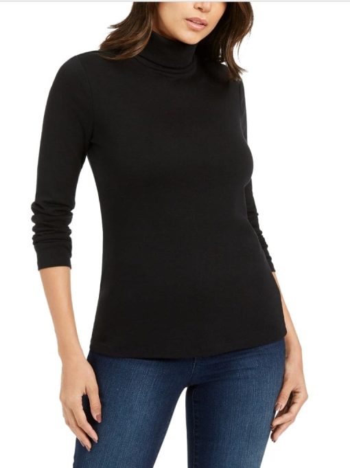 Charter Club Petite Black Turtleneck Top - Women's Shirts