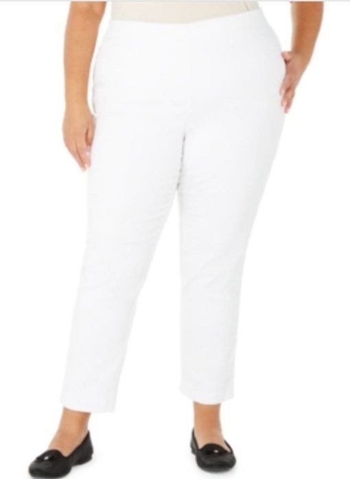 Charter Club Womens Plus Tummy Slimming Pull on Skinny Pants White SIZE26W