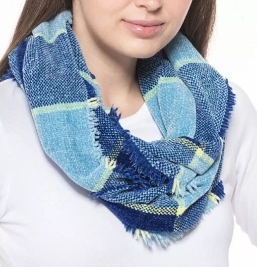 Charter Club Blue Plaid Chenille Infinity Scarf - One Size - Women's Scarves