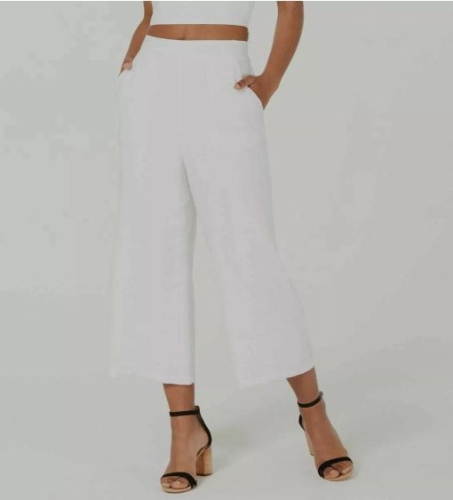 City Studio New Women's White Wide Leg Lined Cropped Pants Size 1