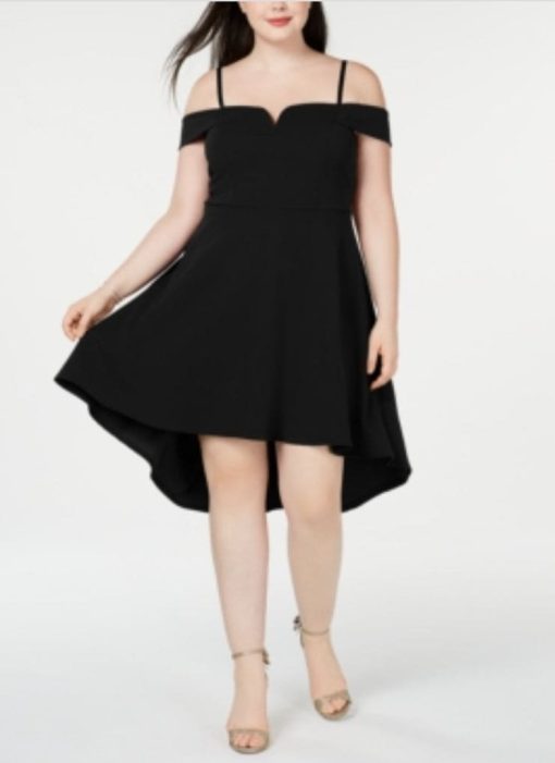 City Studio Black Plus Size Off Shoulder Cocktail Dress