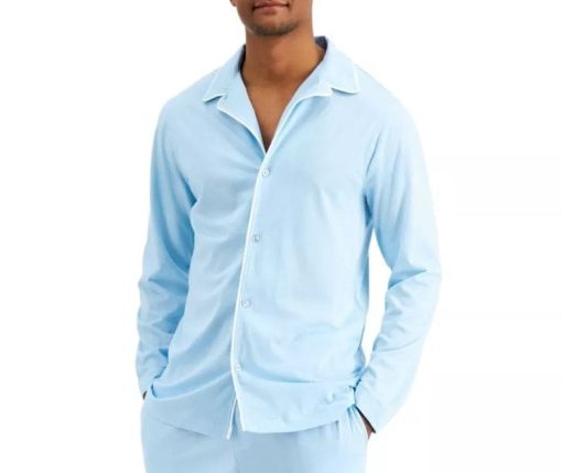 CLUBROOM Intimates Light Blue Notched Collar Sleep Shirt Pajama Top XL