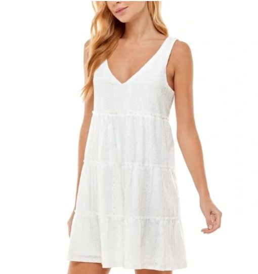 Crystal Doll White Eyelet Short Mini Dress M