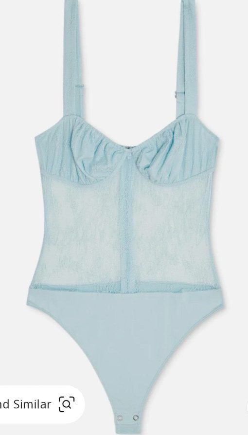 DANIELLE BERNSTEIN Womens Light Blue Sheer Intimates Bodysuit SIZE SIZE 0