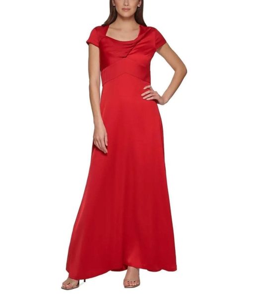 DKNY WOMENS CAP SLEEVE MAXI FORMAL EVENING DRESS GOWN 8