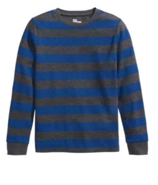 Epic Threads Big Boys Striped Thermal T-Shirt, Charcoal Heather Grey M 56-61