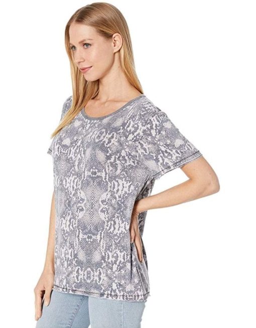 Free People Women S Printed Short Sleeve Tourist T-Shirt Gray Size Medium