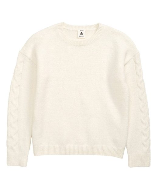 Girl's Stem Kids' Cable Knit Sweater, Size 7 - Ivory