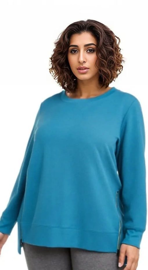 Ideology Plus Size Teal Sweatshirt 1X - Women's Tops