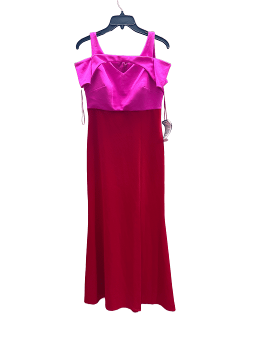 Nightway Color Contrast Fuschia Red Gown Split 10