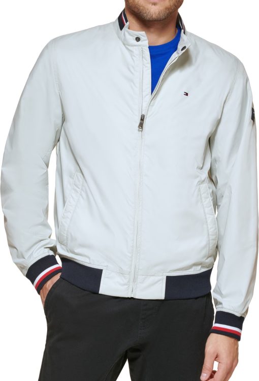 Tommy Hilfiger Men's Lightweight Spring Bomber Jacket - Ice L