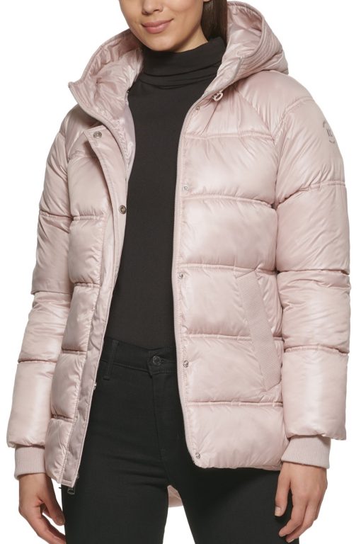 KENNETH COLE NEW YORK Cire Hooded Puffer Jacket in Rose Dust  Size XS - Image 2