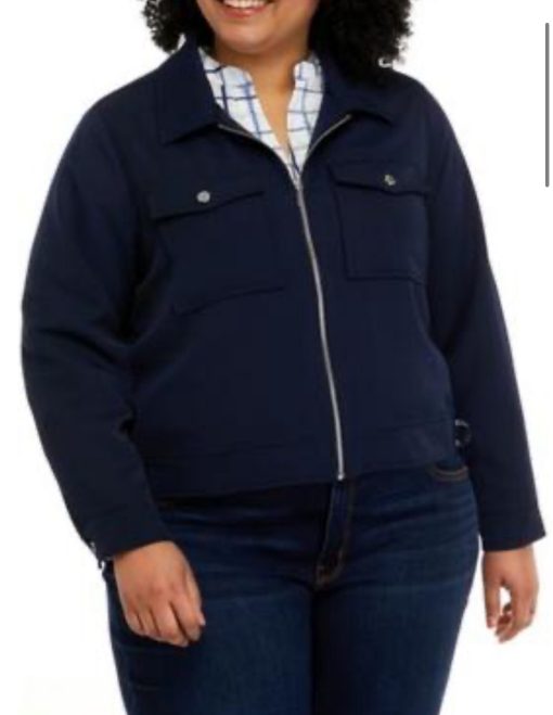 Calvin Klein Women's Plus Size Zip Front 2 Pocket Crepe Jacket 2X