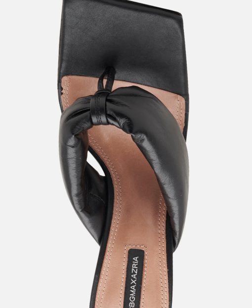 BCBGMAXAZRIA Fiona Black Leather Sandal Heel 10 - Image 3