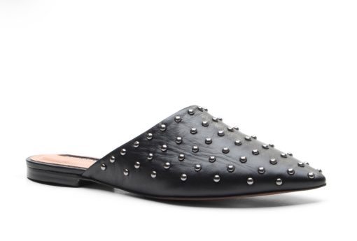 BCBGMAXAZRIA Women's Palino Studded Pointed Toe Flat Mule Black