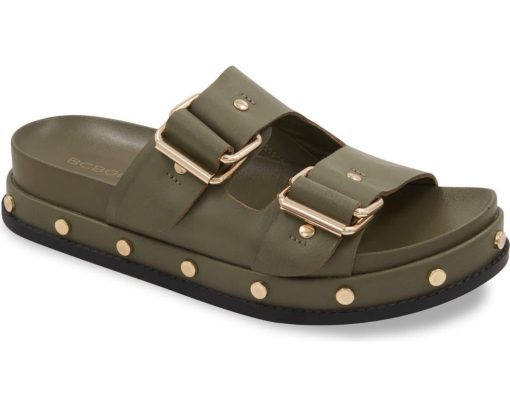 BCBGeneration Women's Bamba Studded Platform Sandals Burnt Olive 6