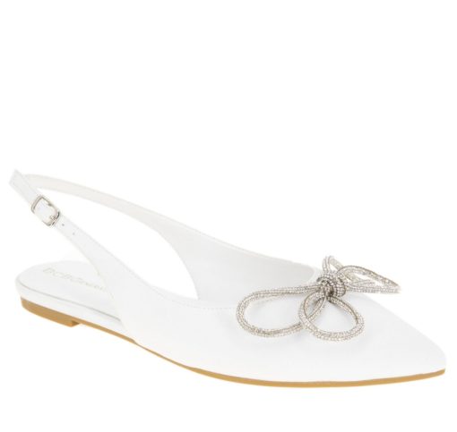 BCBGeneration Women's Kristin Embellished Bow Slingback Mules - Bright White 6