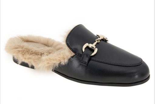 BCBGeneration Women's Zorie Tailored Faux-Fur Slip-on Mules - Black 6