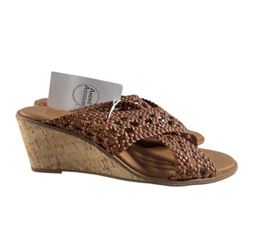 Andre Assous Bryana Woven Strappy Wedge Sandals Chocolate 10