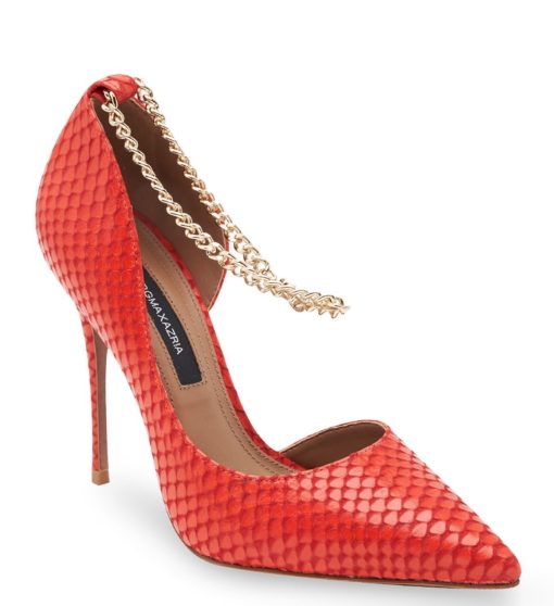 BCBGMAXAZRIA Women's Nexxa Snakeskin Anklet Pump in Vermelho 8