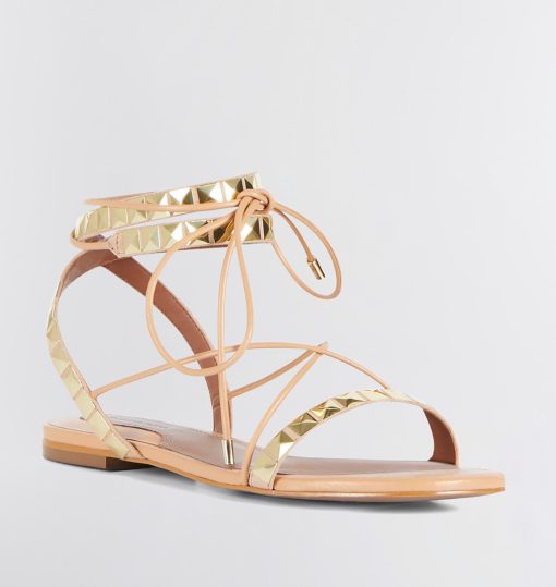 BCBGMAXAZRIA Tabbi Stud Ankle Wrap Sandal Palomino/Platino