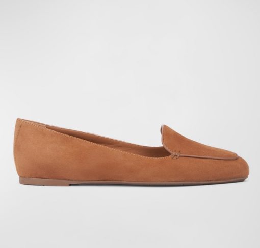 Aquatalia Judie Suede Flat Loafers Caffe 7.5