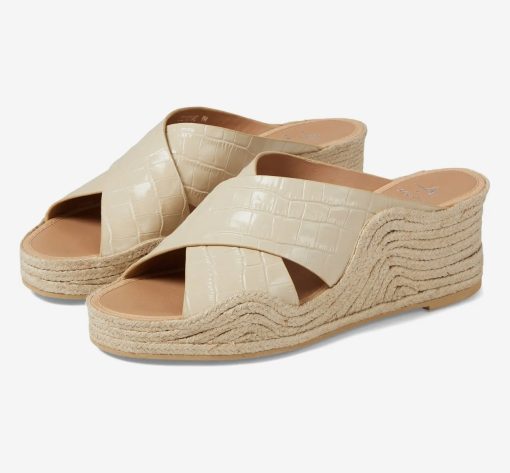 Aquatalia Marina Croco Crisscross Wedge Espadrille Sandals 8 - Image 2